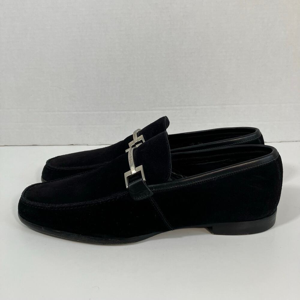 Ermenegildo Zegna Men’s 8.5 Black Suede Slip-On Horsebit Loafers Italian Made